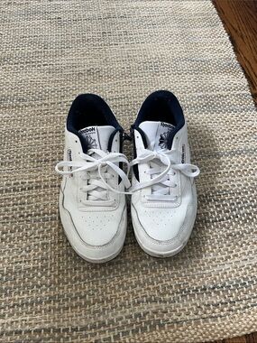 Adaptive Zippered Reebok White Sneakers with Navy Accents
